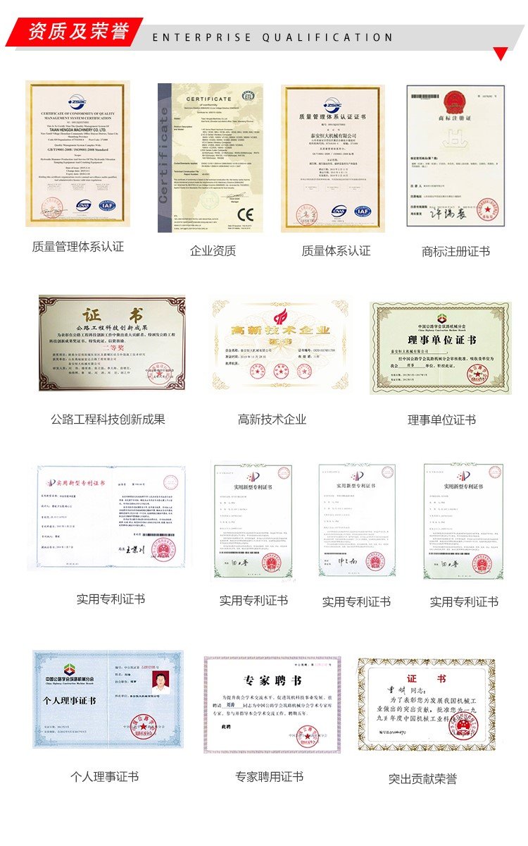 Honorary qualification of Tai'an Hengda Machinery Honorary qualification of Tai'an Hengda Machinery